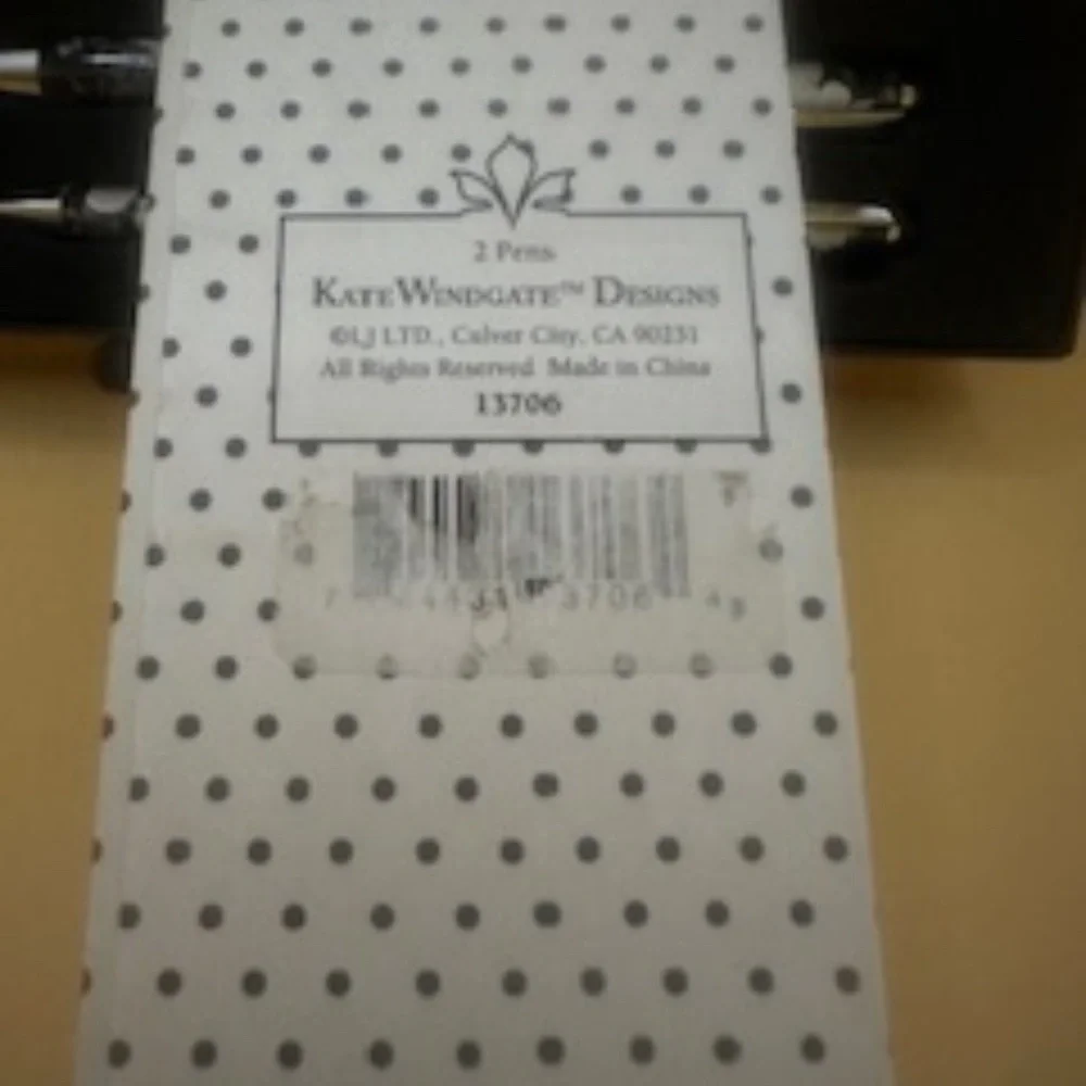 Kate Windgate Designs Black and White 2 pens-NWOT